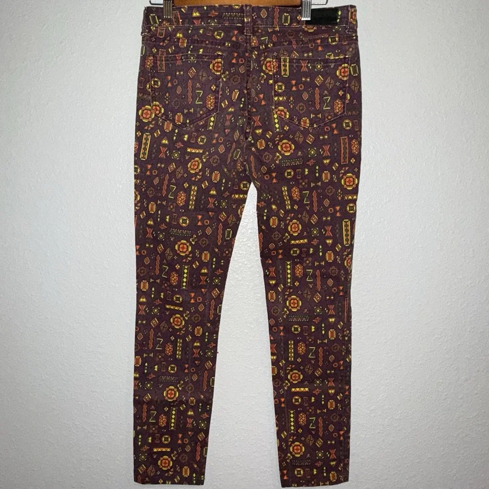 Kate Spade Saturday Atomic Colorful Skinny Denim Pants Size 27 Tribal Aztec Boho